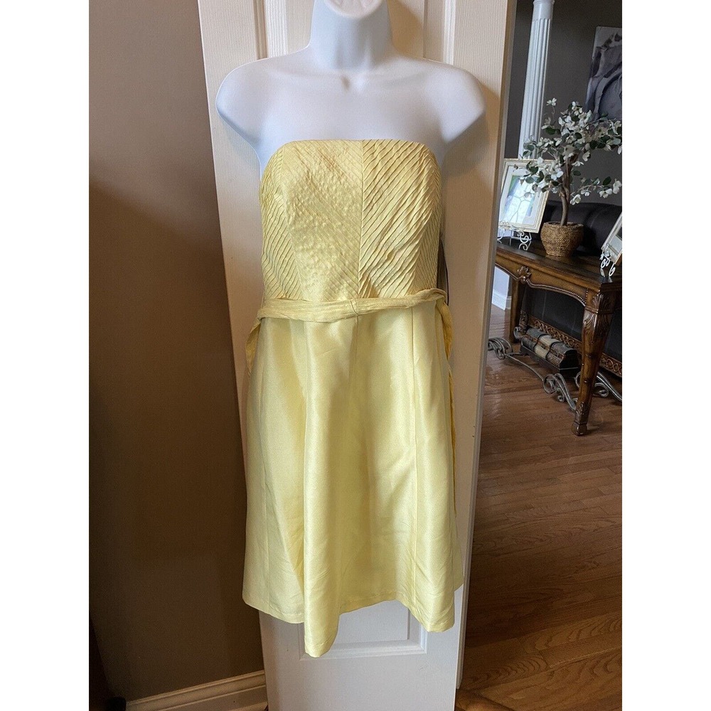 Donna Ricco Petite Yellow Sleeveless Dress‎ 100% Silk Size 6P NWT